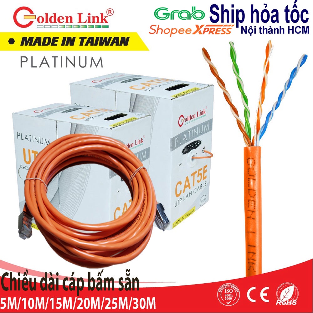 GOLDEN LINK 5E UTP - Dây mạng (cáp lan) bấm sẵn 2 đầu RJ45 dài 5m/10m/15m//20m//20m/30m