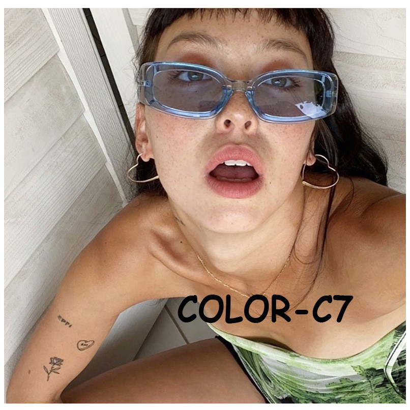 Kính râm thời trang gọng chữ nhật phong cách hip hop cá tính cho cả nam và nữ