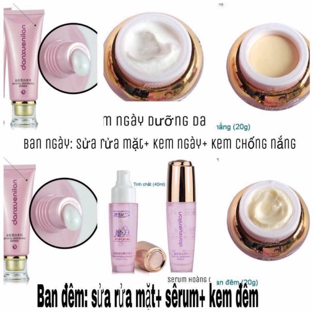 freeship freeship Serum + sữa rửa mặt + kem đêm/ ngày Hoàng cung hồng haianhcomestic haianhcosmetic