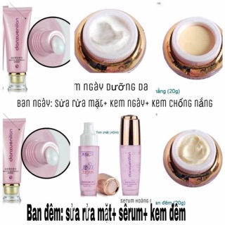 Serum + sữa rửa mặt + kem đêm/ ngày Hoàng cung hồng