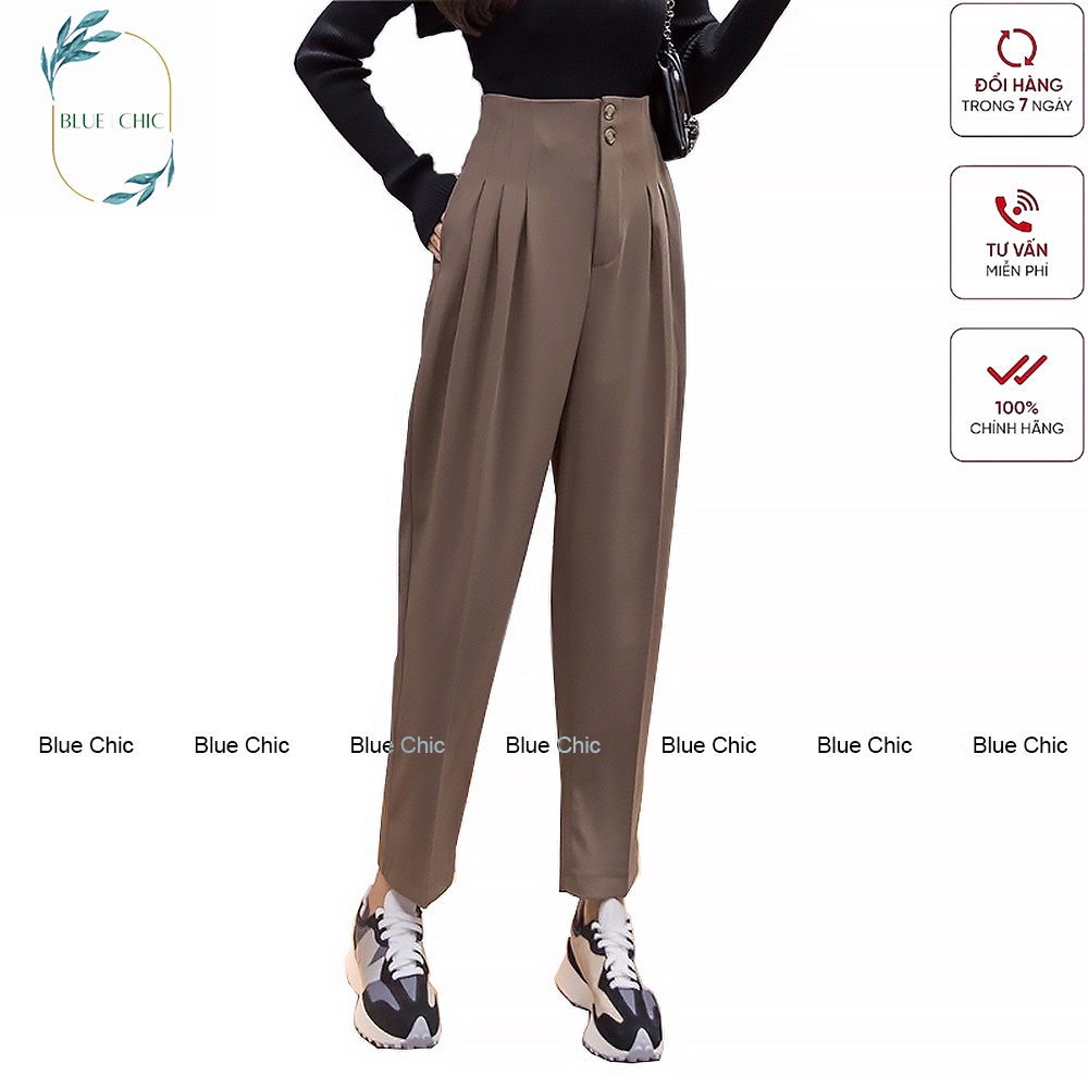 Quần baggy nữ Blue Chic công sở cạp liền 2 cúc