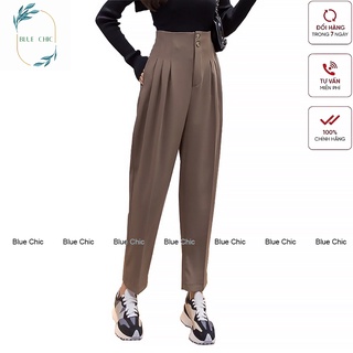 Quần baggy nữ Blue Chic công sở cạp liền 2 cúc