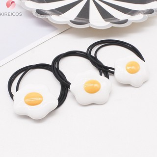Set 5 Dây Cột Tóc Hình Trứng Ốp La Màu Đen
