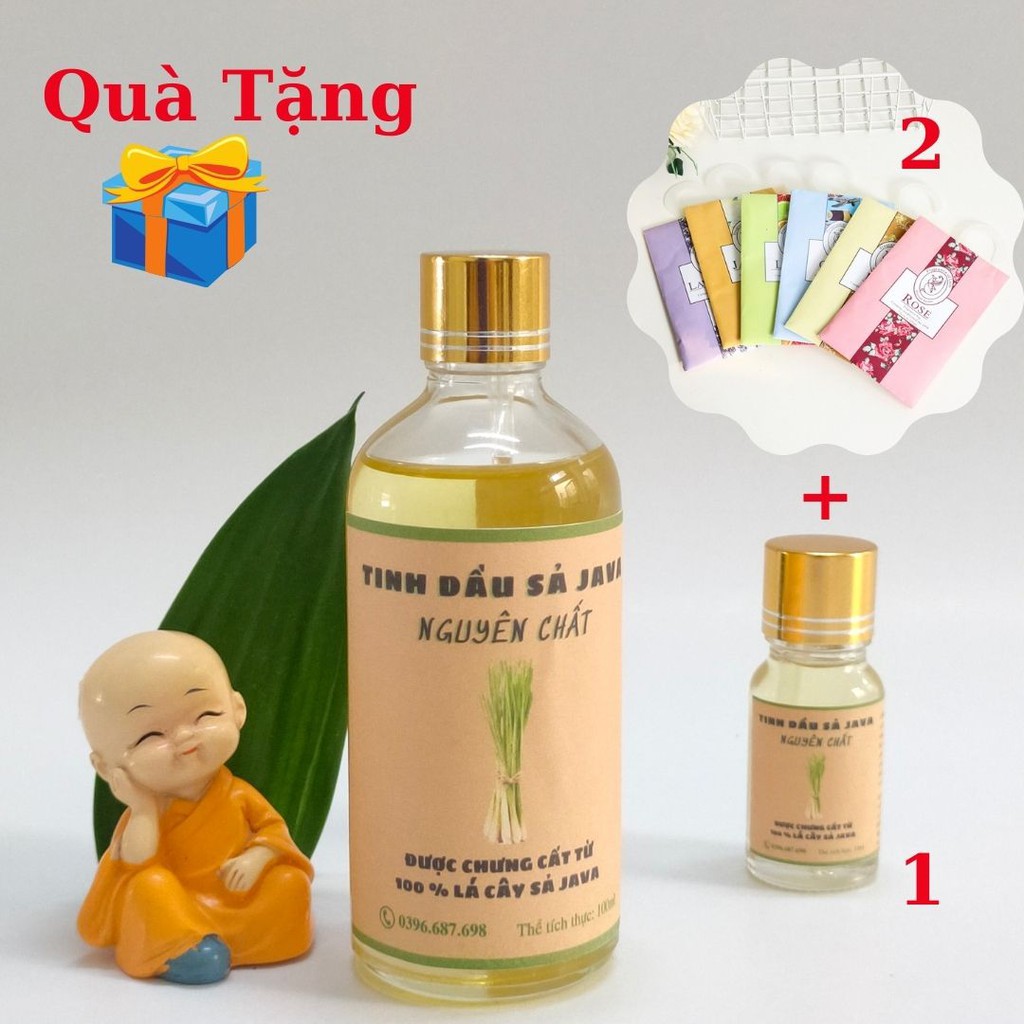 Tinh Dầu Sả Java Nguyên Chất có Nắp Xịt, Đuổi Muỗi, Khử Mùi Hôi 10/50/100ml Tặng Quà Đi Kèm