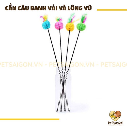 CẦN CÂU BANH VẢI VÀ LÔNG VŨ CHO MÈO