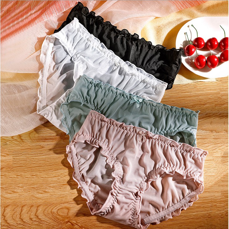 Quần lót nữ ren lưới đính nơ sexy kháng khuẩn thông hơi LADY KUTE QL22