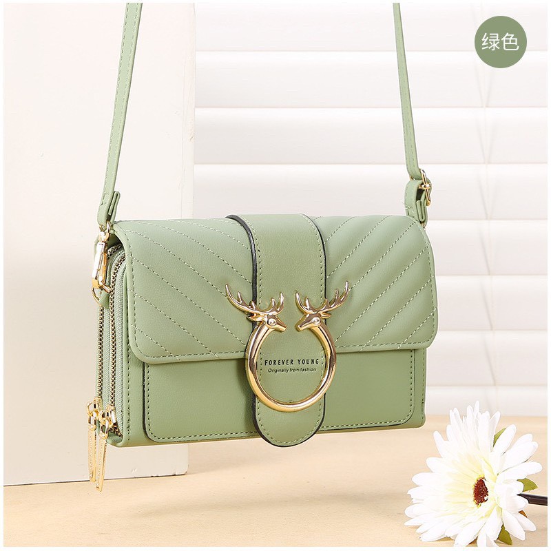 Túi kiêm ví đeo chéo hai khóa kéo sừng hươu TSH145 | BigBuy360 - bigbuy360.vn