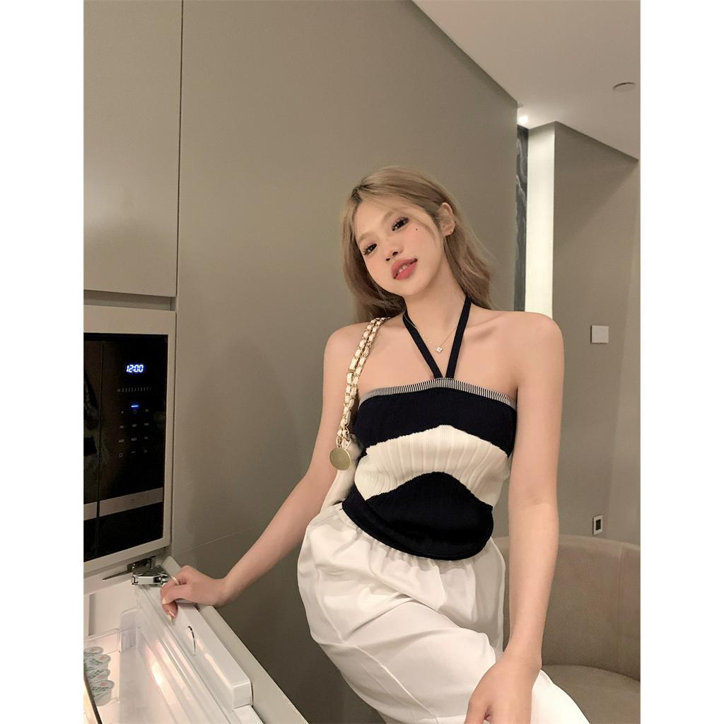 QADCOL Áo Tank Top Dệt Kim Kẻ Sọc Dáng Ôm Thời Trang Mùa Hè Cho Nữ