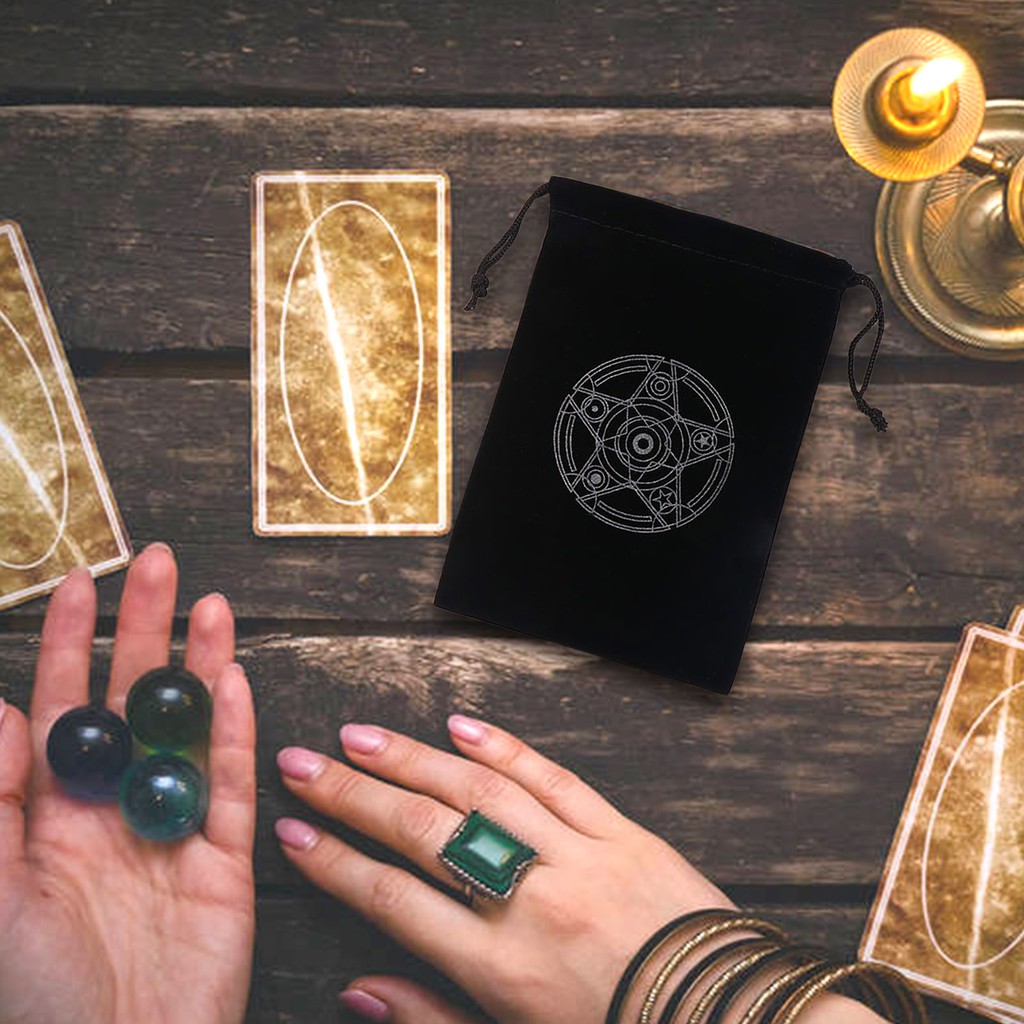 Túi đựng bài tarot rút dây màu đen tiện lợi