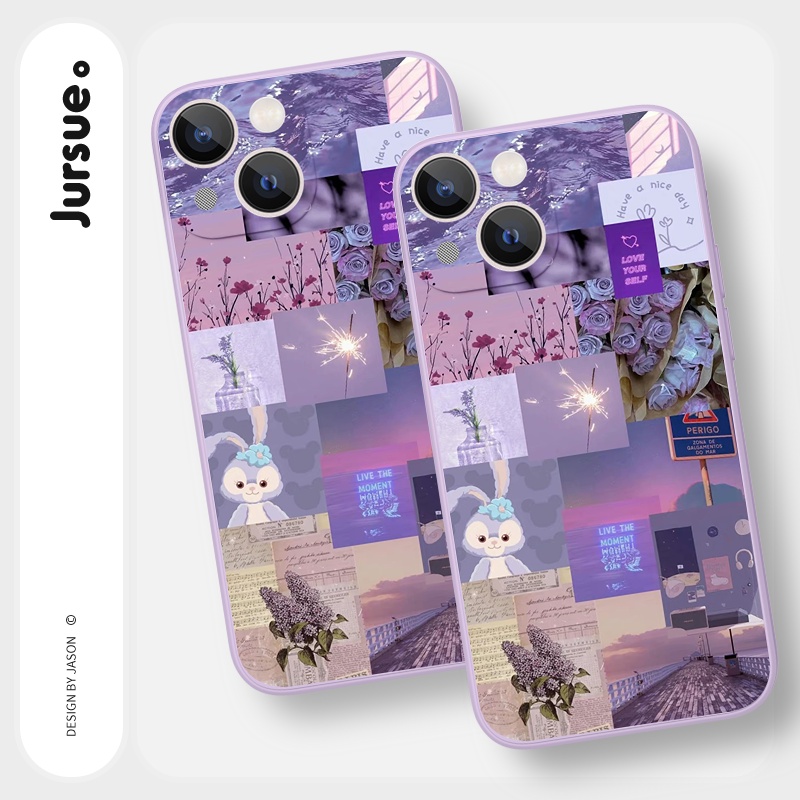Ốp lưng JURSUE mềm viền vuông hình dễ thương đẹp Cho iPhone 14 13 12 11 Pro Max SE 2020 X XR XS 8 7 ip 6S 6 Plus Y2141