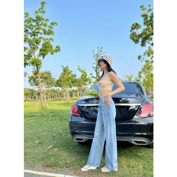 jean ống rộng lưng cao