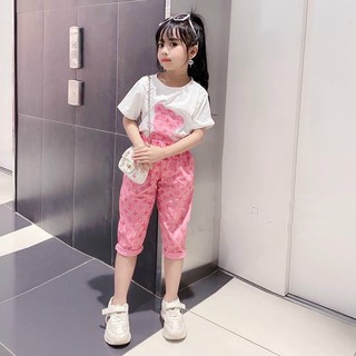 BG441 - BỘ ÁO TRẮNG GẤU EO VI QUẦN HỒNG CHO BÉ