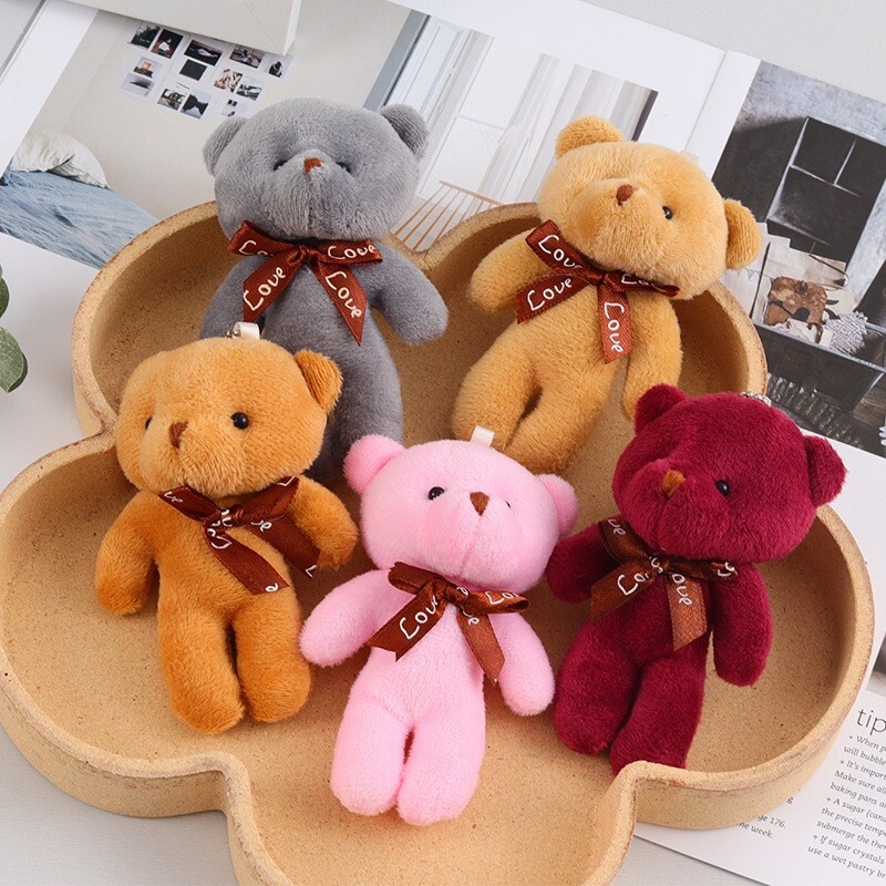 GẤU BÔNG TEDDY MINI NHỎ XINH, DỄ THƯƠNG, NHIỀU MÀU KÍCH THƯỚC 12*9CM CÓ MÓC KHÓA TREO