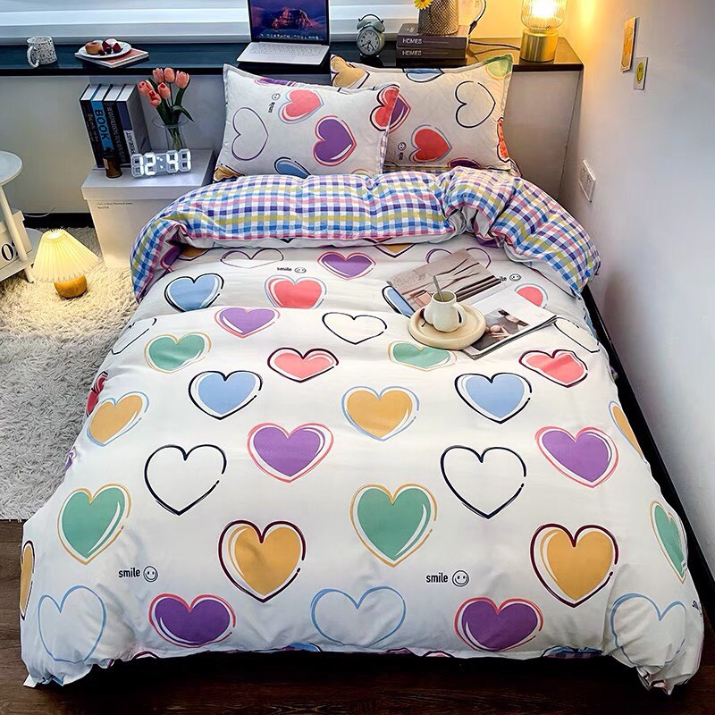 Bộ chăn ga gối Cotton poly TKN STORE đáng yêu chăn ga Hàn Quốc miễn phí bo chun drap ga giường