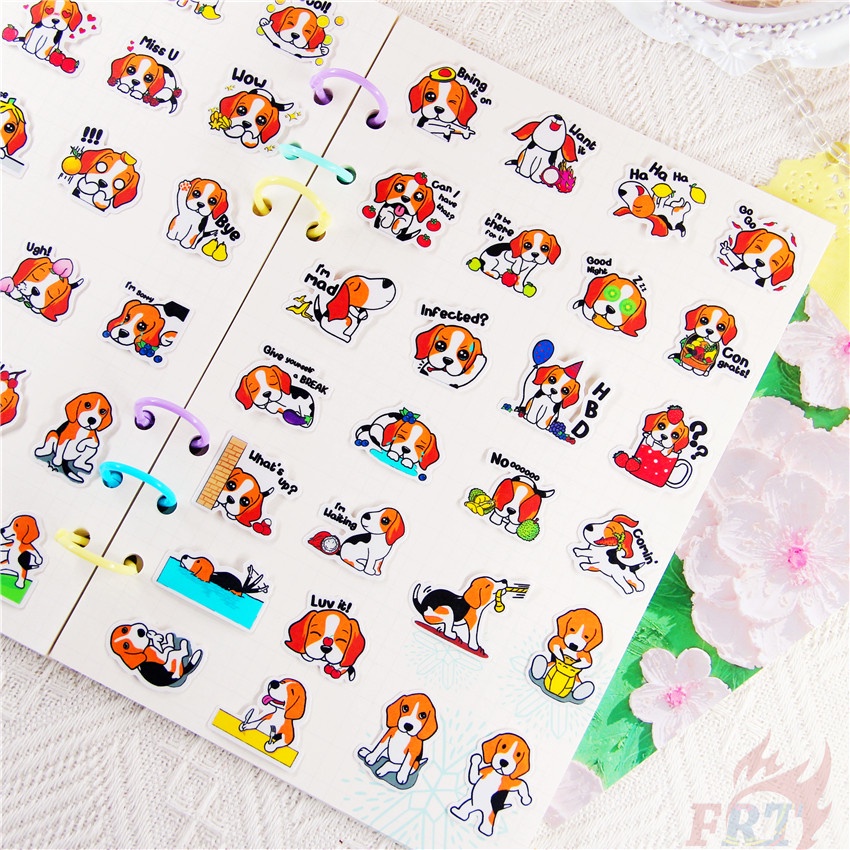 ★★★ Miếng Dán Hình Chó Beagle Q-3 Trang Trí Nhật Ký ★★★ Bộ 48 Miếng Sticker Dán Trang Trí Album Thủ Công