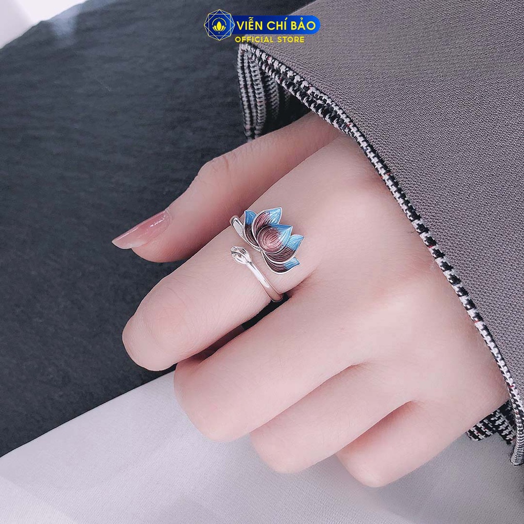 Nhẫn bạc nữ Hoa Sen Xanh chất liệu bạc Thái 925 thời trang phụ kiện trang sức nữ Viễn Chí Bảo N000503