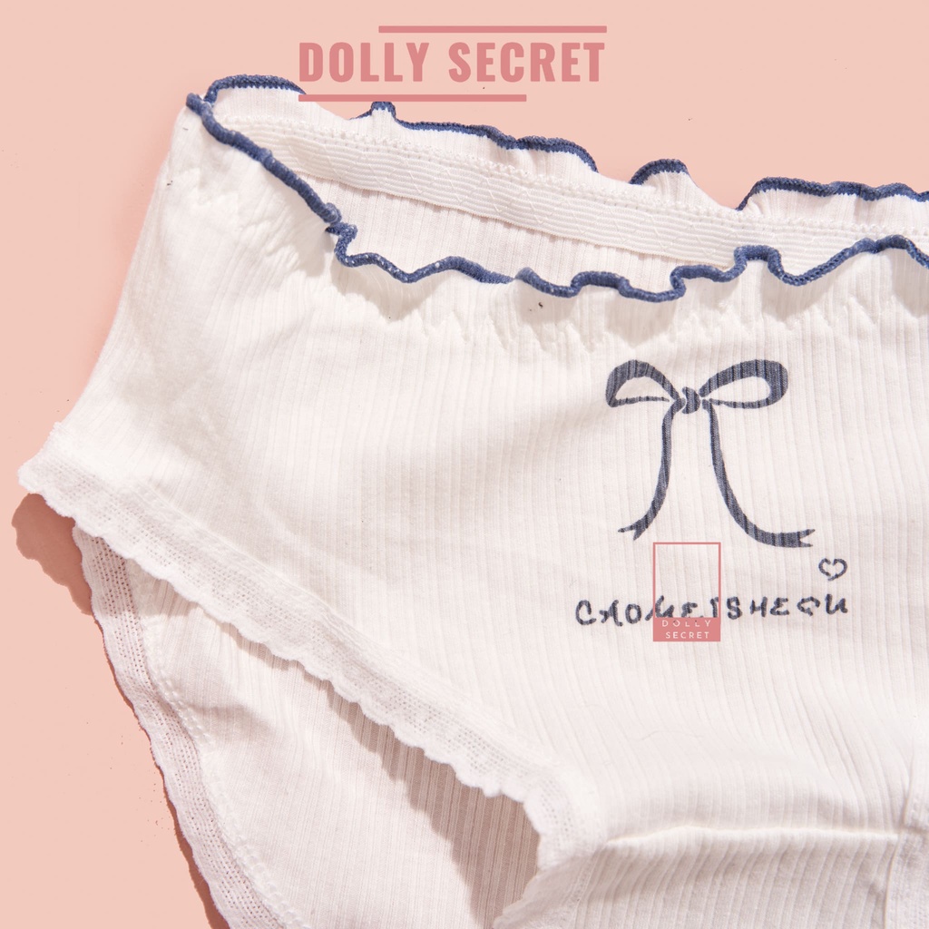 Quần lót len tăm viền ren dễ thương đính nơ dễ thương cho nữ DOLLYSECRET QL041