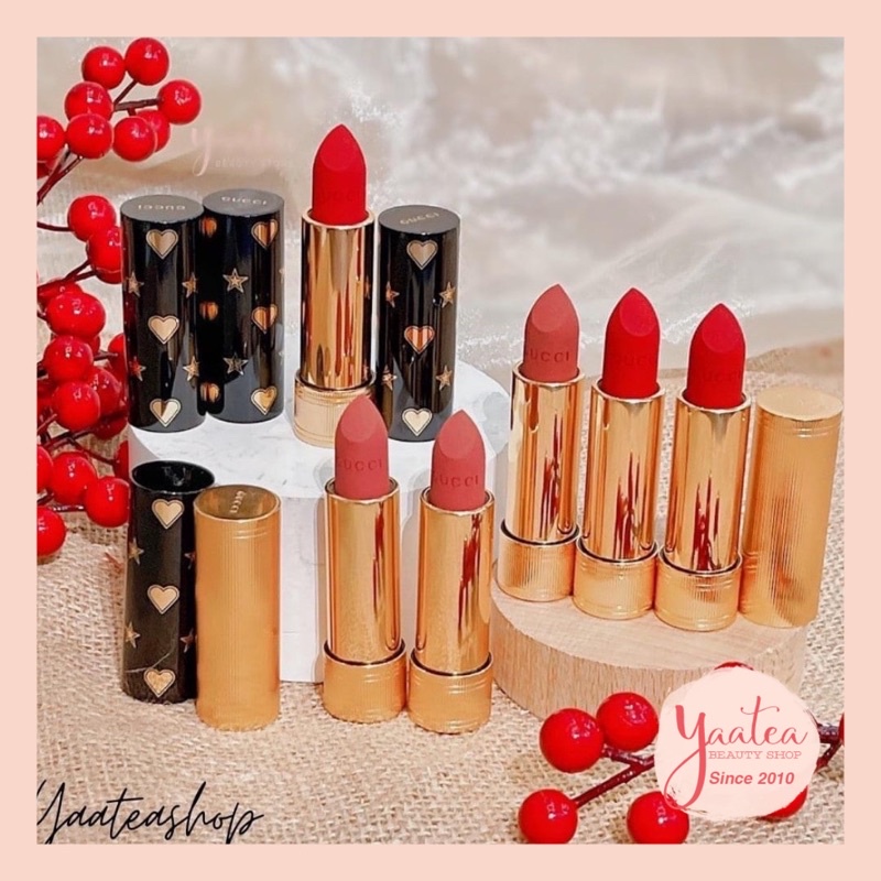 Son Gucci vỏ đen Holiday 2021 Rouge À Lèvres Mat Lipstick Limited