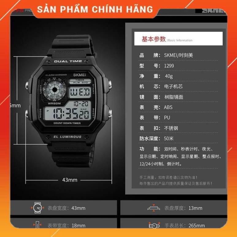 Hàng Cao Cấp -  Đồng hồ điện tử Skmei 1299 dành cho nam- Hàng Nhật chính hãng - lỗi 1 đổi 1 | BigBuy360 - bigbuy360.vn