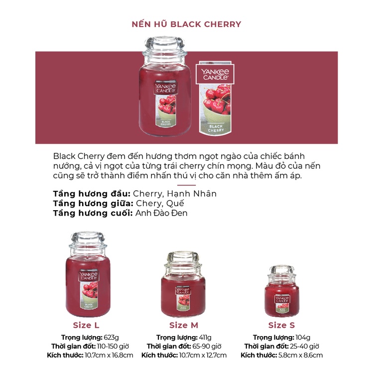 Nến hũ Yakee Candle size L - Black Cherry (623g)