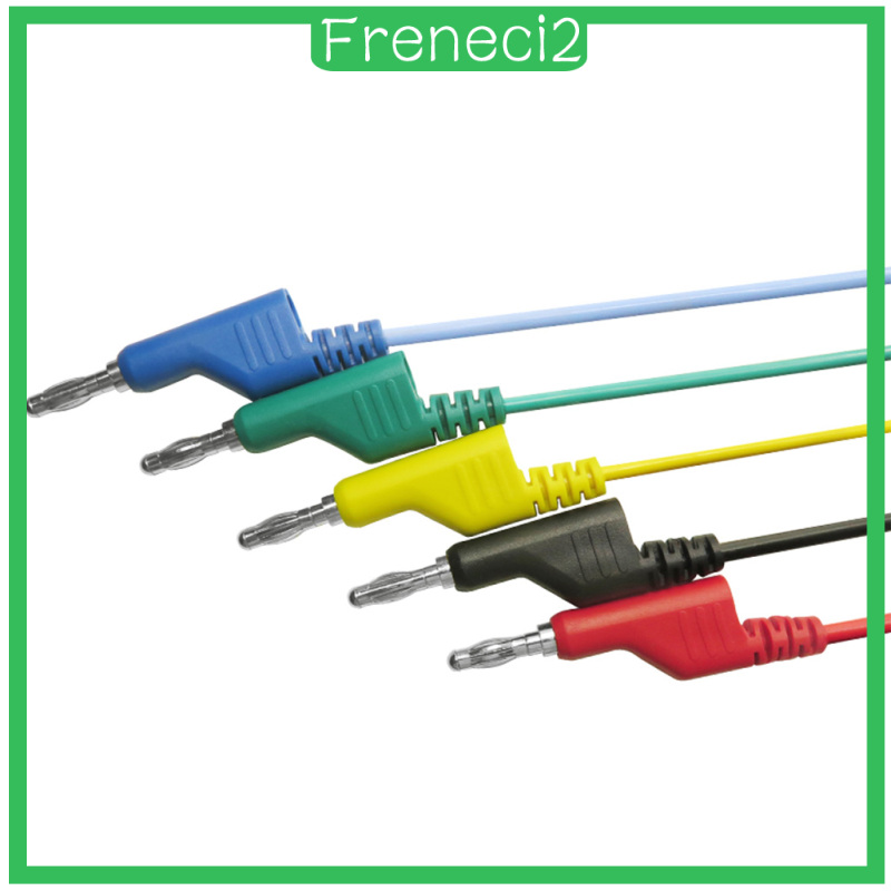 [FRENECI2]Lot 5Pcs Banana Plug 4mm Stackable Test Leads Cable, 5 Colors, 120cm Length