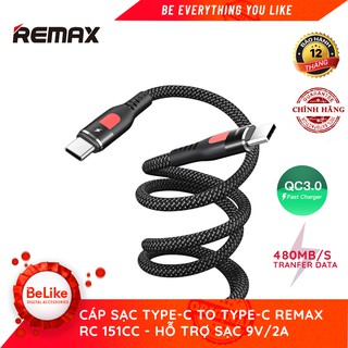 Cáp sạc nhanh type c ra type c remax super pd rc-151cc - hàng chính hãng