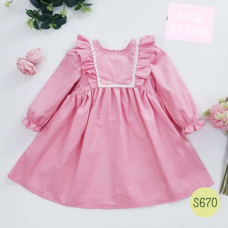 Váy nhung Oli River KIds màu hồng Pastel cực dễ thương dành cho bé