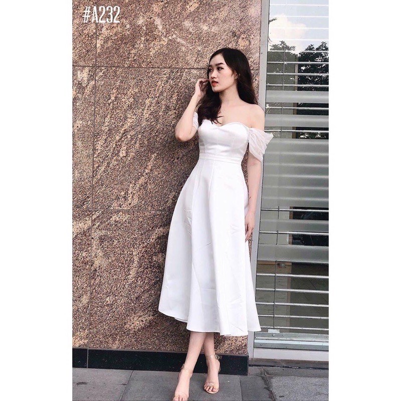 ĐẦM TRẮNG TRỄ VAI DỰ TIỆC SIÊU XINH⚡FREESHIP-MẶC LÀ XINH⚡️VÁY NỮ ĐI TIỆC SANG TRỌNG DÁNG XOÈ ,TAY LƯỚI CAO CẤP | BigBuy360 - bigbuy360.vn