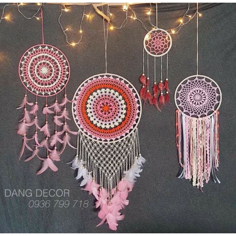 Bộ dreamcatcher gồm 4 cái size lớn trang trí nhà cửa phong cách vintage