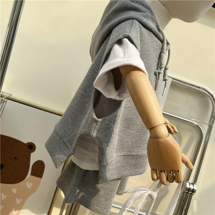 Bộ Áo Hoodie + Quần Sooc Dáng Rộng Thêu Họa Tiết Mặt Cười Dễ Thương Thời Trang Xuân Hè Cho Bé Trai Và Gái