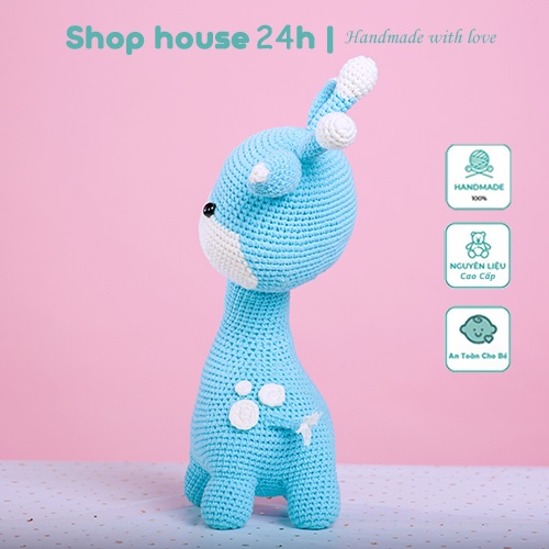 Thú bông móc len cao cấp cho bé - Gấu bông cute Hươu ngơ quà tặng đồ chơi handmade nhồi bông