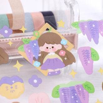 Bộ 2 tấm sticker cô gái dễ thương hình dán PET chống nước | BSB299