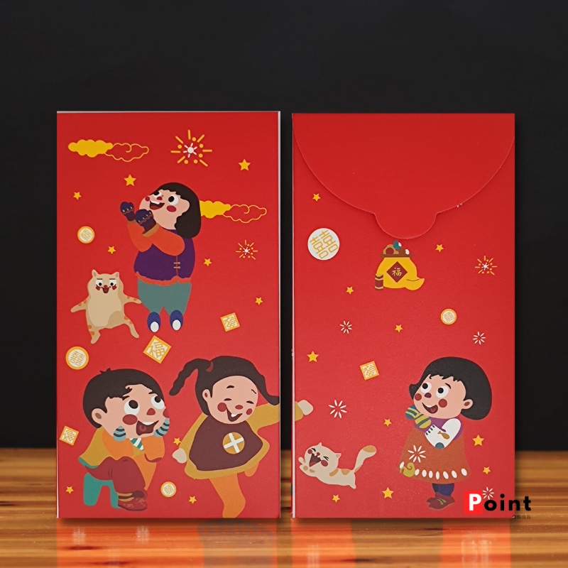 Bao Lì Xì Đỏ Hình Mèo May Mắn 9.5 * 17cm Phong Cách Nhật Bản
