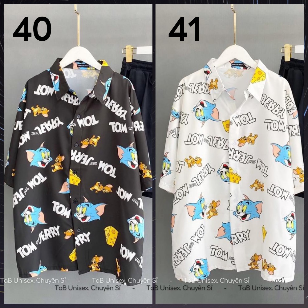 Áo Sơ mi unisex họa tiết form rộng V2  - TAB UNISEX