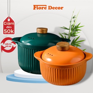 Nồi kho cá, hầm gà tráng men màu cam xanh cổ vịt phong cách bắc âu cực bắt mắt fiore