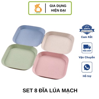 Set 8 Đĩa Lúa Mạch Sâu Lòng Màu PASTAL Siêu Xinh - Đĩa lúa mạch hình vuông đựng thức ăn, hoa quả, bánh kẹo