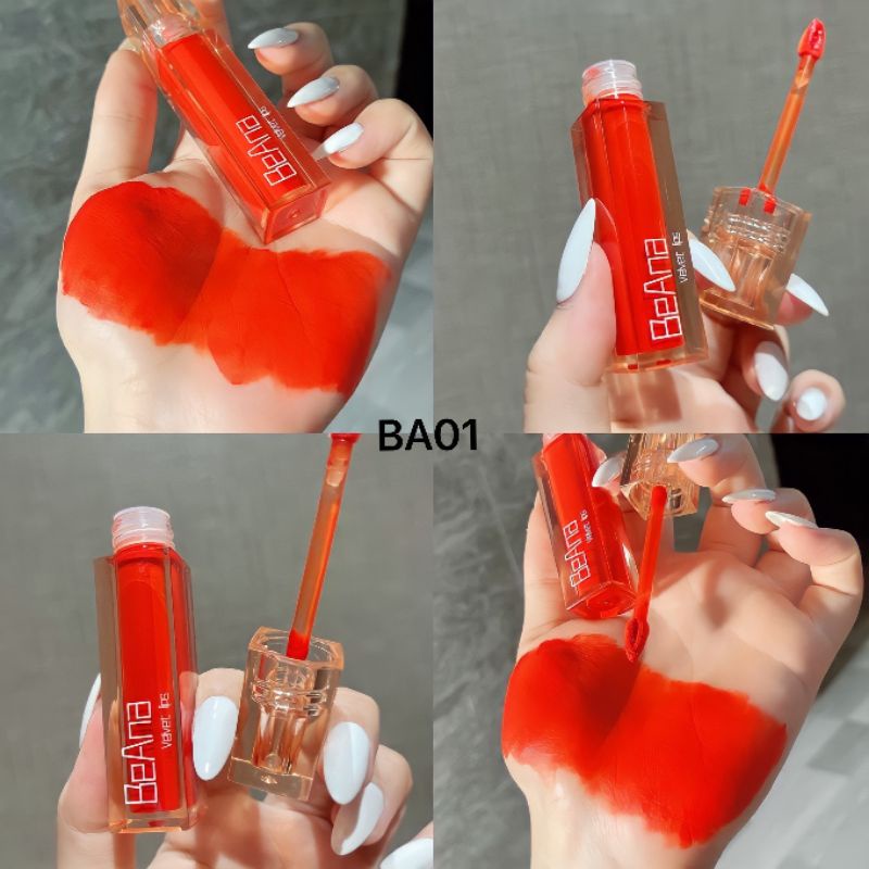 Son kem lì màu Đỏ cam BA01 Beanna vellvetlips cao cấp