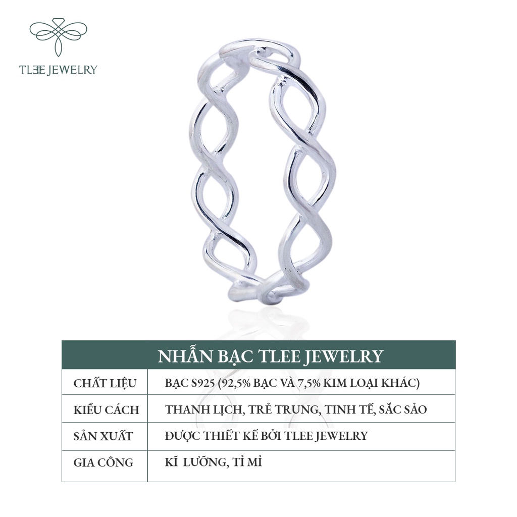 Nhẫn bạc unisex TLEE sóng đan chéo basic NCJ A0103