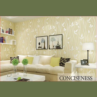 1 cuộn dài 5m ngang 53cm giấy dán tường dây leo màu vàng, có họa tiết nổi 3D, có keo sẵn