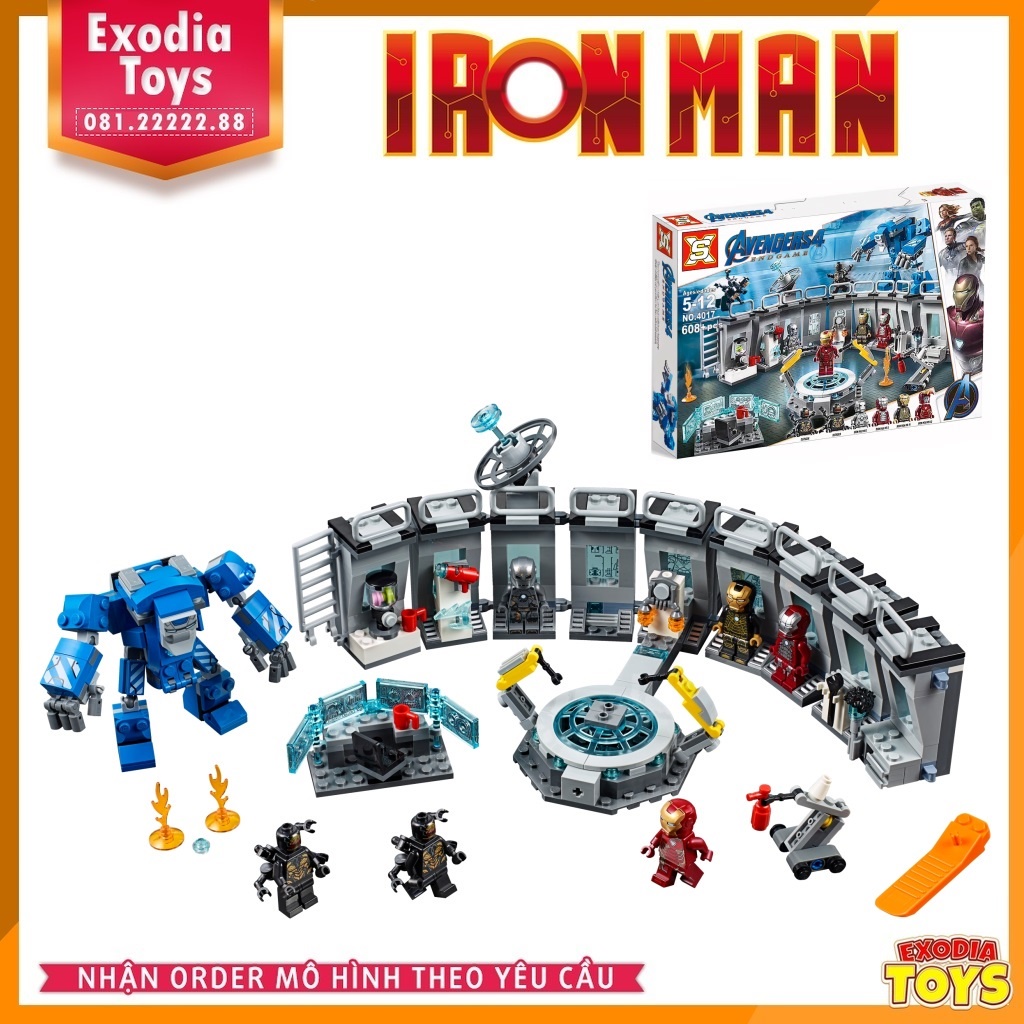Xếp hình Marvel Avengers Phòng chứa các bộ giáp của Người Sắt Iron Man -  Đồ Chơi Lắp Ghép Sáng Tạo - SX4017