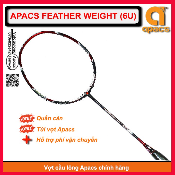 [Vợt cầu lông Apacs Feather Weight 100 - 6U] Vợt nhẹ như bông, thân cứng kiểm soát cầu tốt