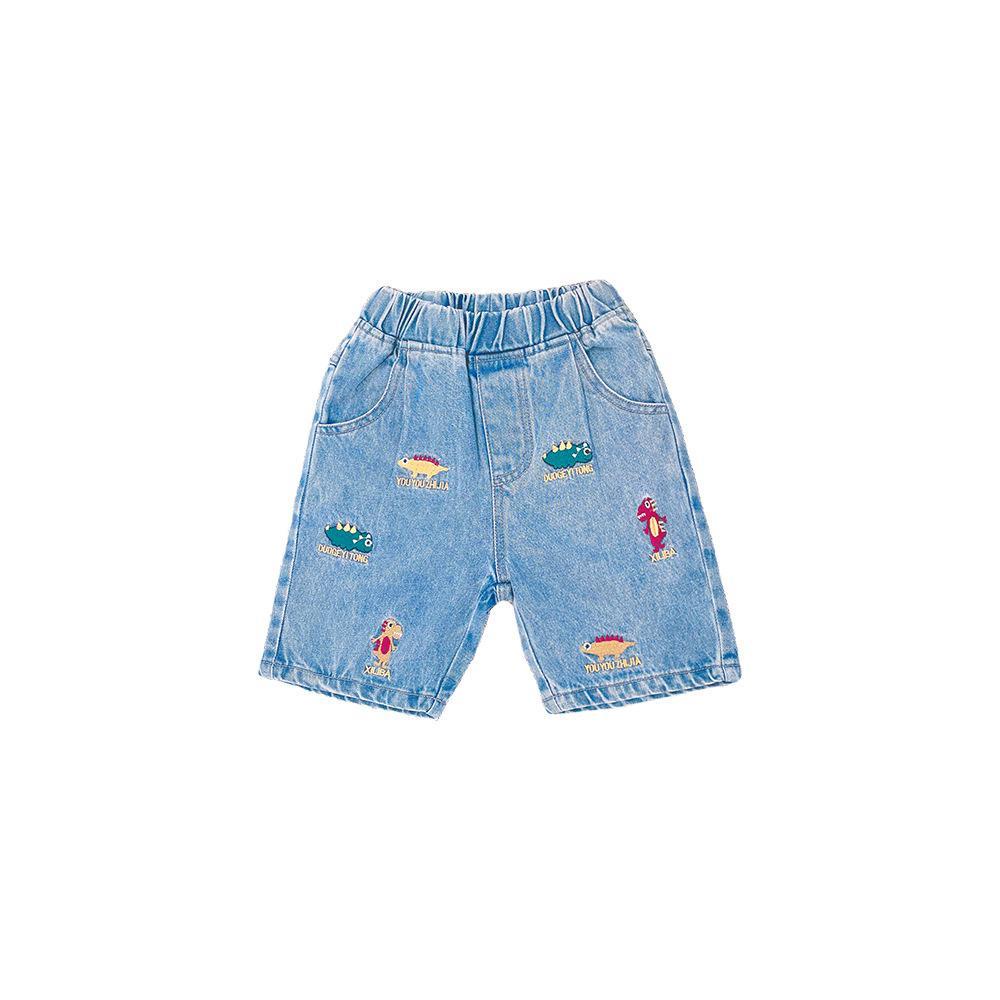 Quần Short Jeans Thêu Họa Tiết Hoạt Hình Phong Cách Hàn Quốc Cho Bé Trai