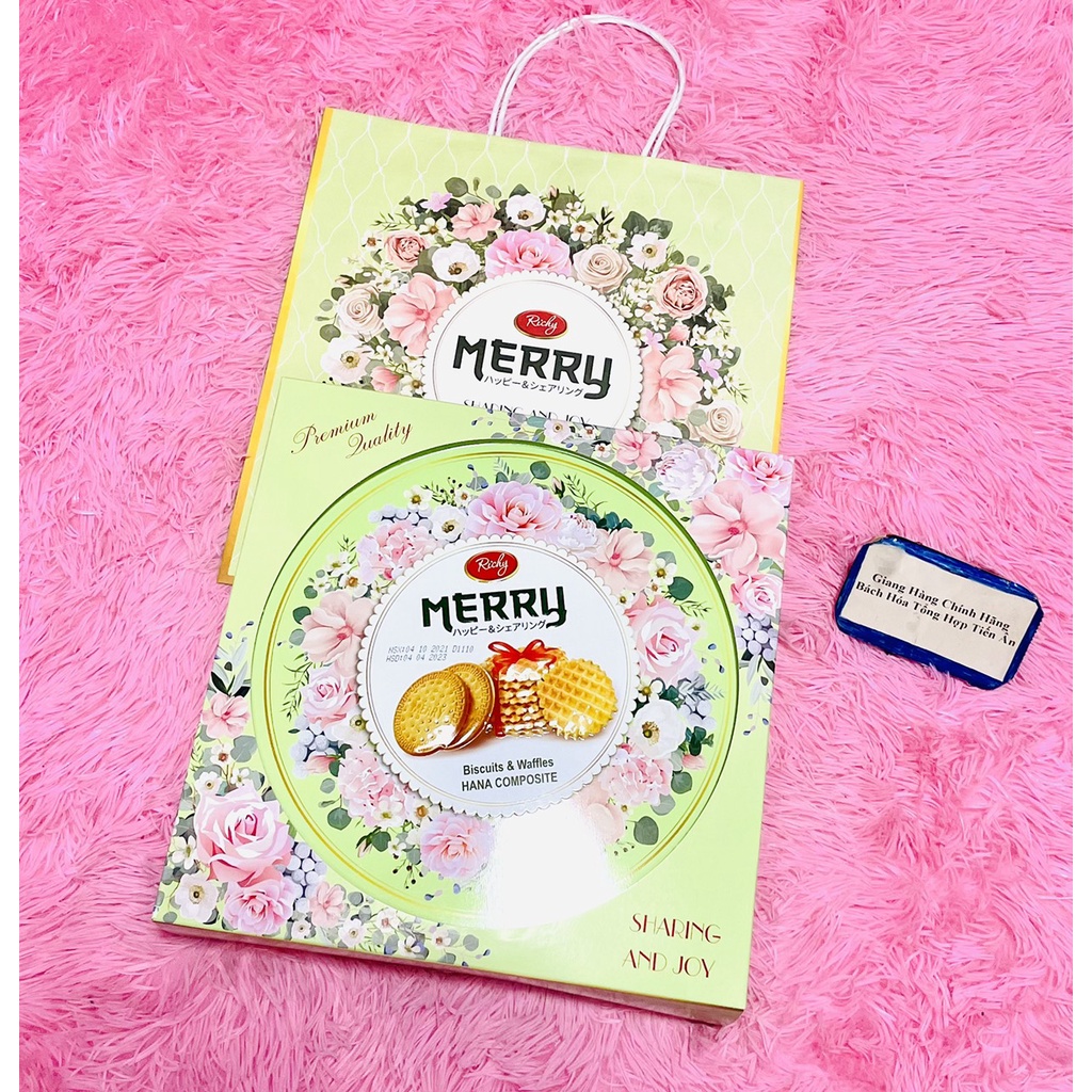 Bánh Thập Cẩm MERRY- HANA Richy Hộp thiết 333g có túi xách tết 2024