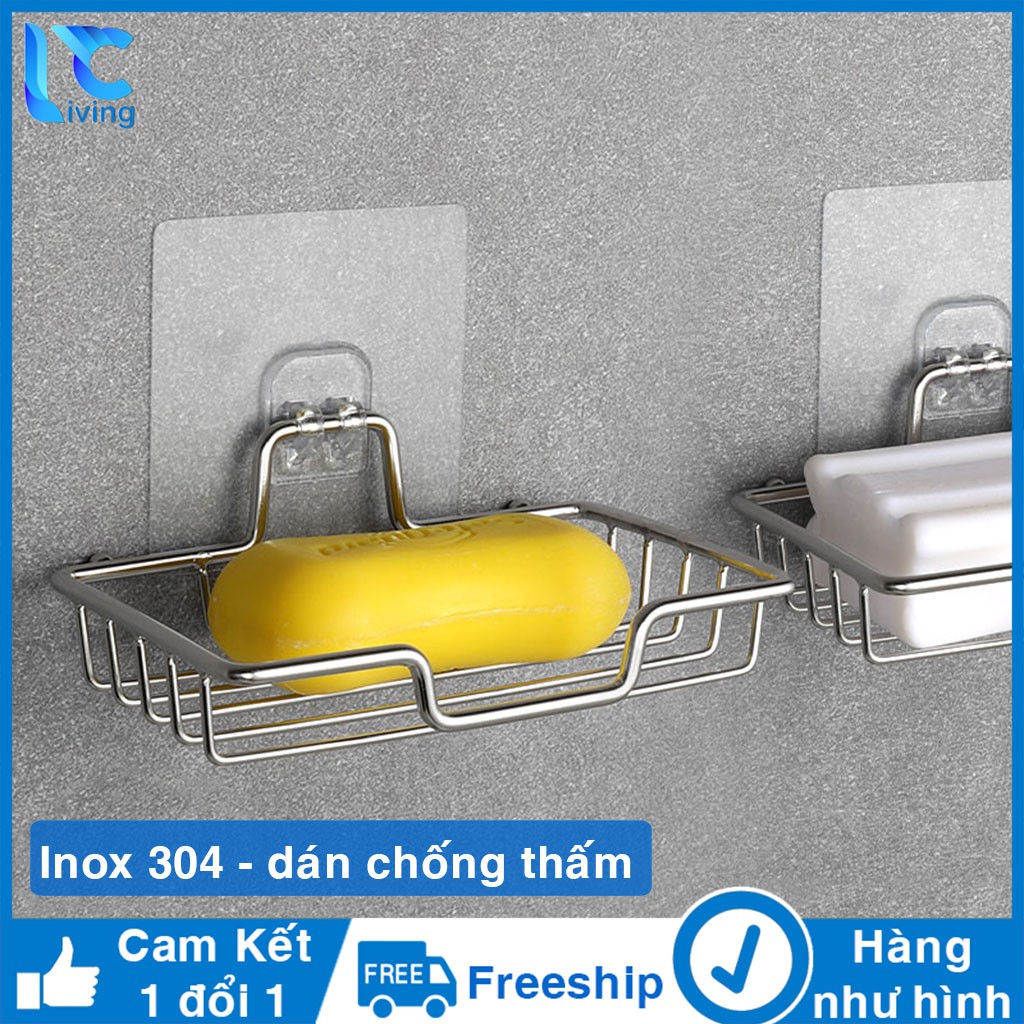 Kệ xà bông dán tường , khay kệ xà phòng nhà tắm phòng tắm INOX treo tường chịu lực Living C _X56