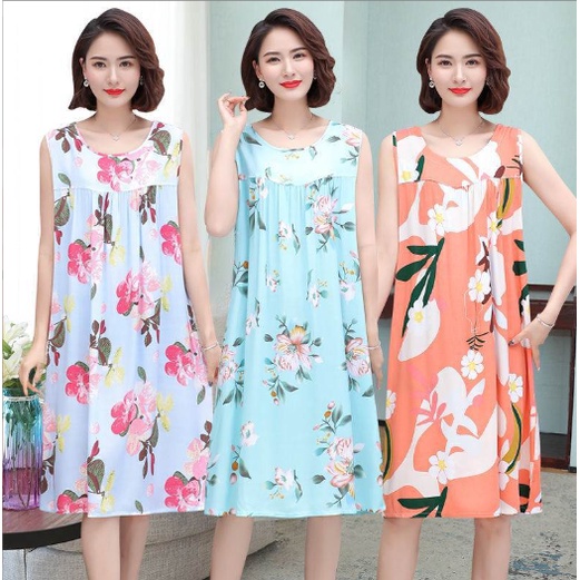Váy ngủ trung niên nữ V84 - Đầm mặc nhà đẹp cho mẹ - Thời trang mùa hè cho người lớn tuổi trung tuổi giá rẻ Bigsize