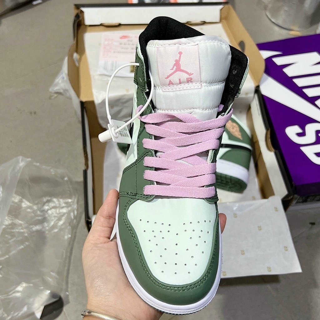 (Full Box Bill + FREE ship) Giày Thể Thao Air Jordan 1 Mid SE Dutch Green- Trà xanh Cổ Cao Bản quảng châu | BigBuy360 - bigbuy360.vn