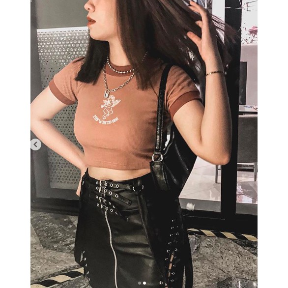 THE FANCE | Váy da đan dây cá tinh thời thượng MOTOR LEATHER SKIRT