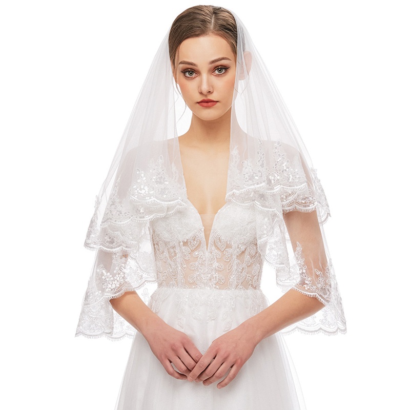 Xiangbao Khăn Voan 2 Tầng Kèm Lược Cho Tiệc Cưới Bachelorette