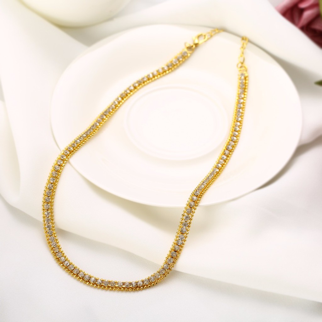 Vòng cổ Dạng Chuỗi Mạ Vàng 18k Đính Đá Sang Trọng Tinh Tế Cho Phái Nữ