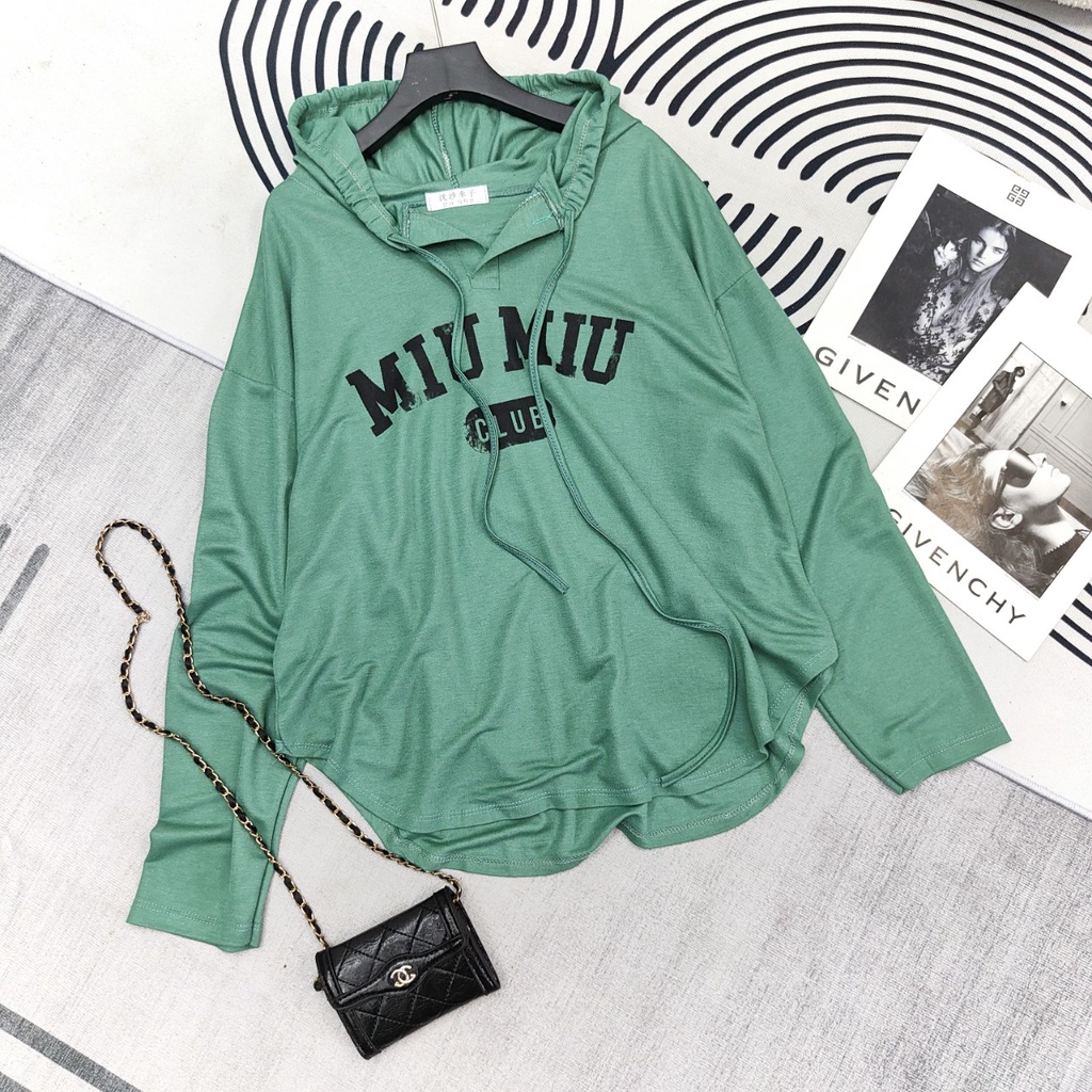 ÁO HOODIE MŨ MIUMIU ULLZZANG 4 MÀU NAM NỮ VẢI NỈ MỎNG BINGSHOP | BigBuy360 - bigbuy360.vn